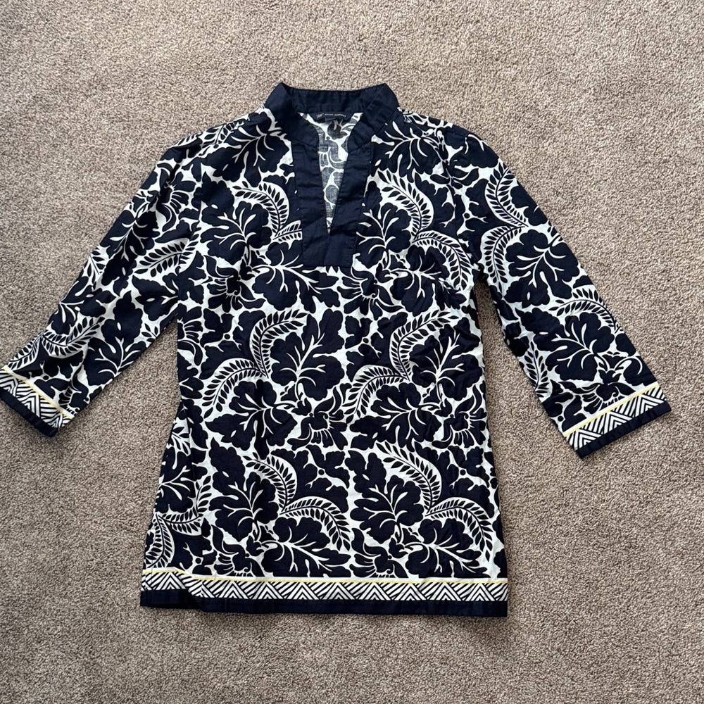 Brooks Brothers Navy and White Floral Tunic